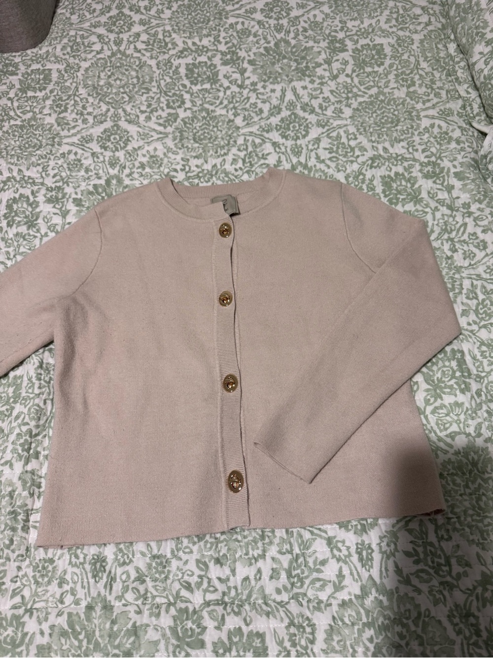 Sioni Crewneck Button Cardigan - cream